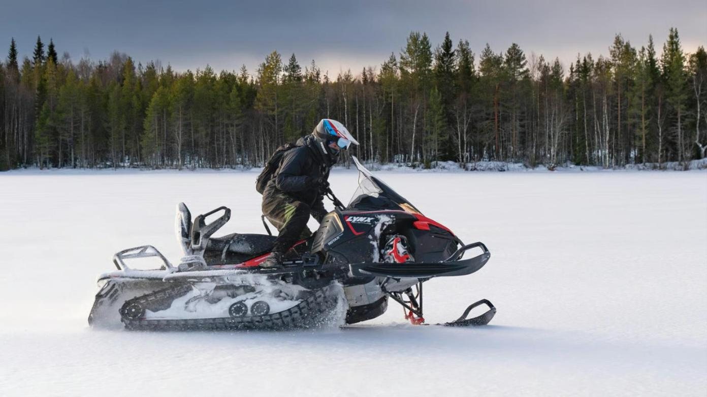 lone rider on a frozen lake at dusk